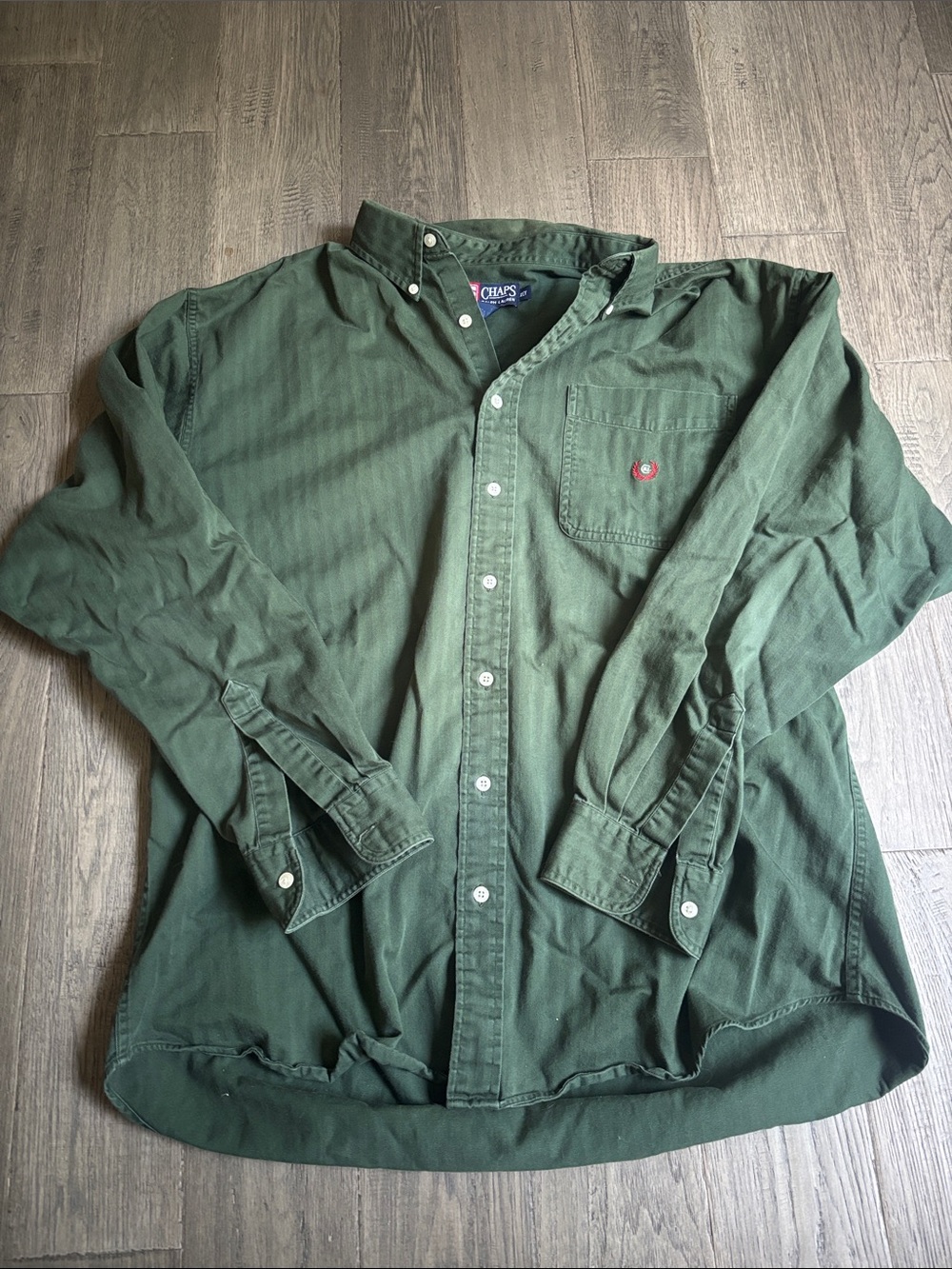 Chaps Ralph Lauren | Vintage 100% Cotton Olive Green Button-Down Shirt Size XL